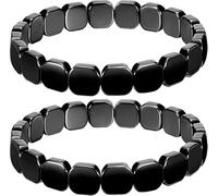 Bracelet pour homme en hématite avec perles en hématite naturelle, bracelet de élastique, cadeau inspirateur, bijou, Restaurer La Confiance Hematite Bracelet Pour Papa Mari Petit Ami Cadeau (2)