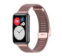 Bracelet pour Huawei Watch Fit/Fit New/Fit Special Edition, bracelet de montre en acier inoxydable en métal de remplacement réglable pour Huawei Fit accessoires (Rose)