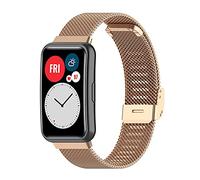 Bracelet pour Huawei Watch Fit/Fit New/Fit Special Edition, Bracelet de montre en acier inoxydable métallique réglable, bracelet de rechange pour Huawei Fit accessoires (Or rose)
