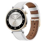 Bracelet pour Huawei Watch GT6/GT5/GT4 41mm Cuir Bracelets de Remplacement, 18mm Bracelet Montre Connectée avec Boucle en Or Rose pour Femme Homme, Blanc