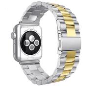 Bracelet Pour Montre Connectée Acier Inoxydable Trois Perles Sangle Pour Apple Watch Se Série 6 5 4 44Mm- 3 2 1 42Mm -Argent Or