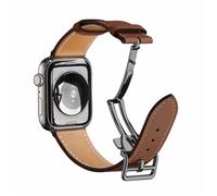 Bracelet Pour Montre Connectée Cuir Véritable Pour Apple Watch Se-Series 6-5-4 44Mm-Series 3-2-1 42Mm Boucle Déployante Noir