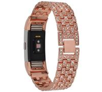 Bracelet Pour Montre Connectée Décor Strass Métal Bracelet Pour Fitbit Charge 2 -Or Rose