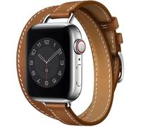 BRACELET POUR MONTRE CONNECTEE - Fleuve - Bracelet cuir Apple Watch Series 10 double tour mince, 40-49Mm, Se/1-10, femme
