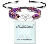Bracelet pour petite-fille - A Link That Can Never Be Undone Peach Blossom Knot Bracelet, Grand-Daughter Bracelet Grandma Always Brave And Strong réglable tressé à la main DIY Bracelet pour femme Noël