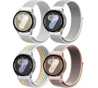 Bracelet pour Samsung Galaxy Watch 6/4/5 40mm 44mm/Active 2/Watch 5 Pro 45mm/Watch 3 41mm,20mm 4PCS Bracelets de Nylon pour Garmin Vivoactive 3/4s/Forerunner 245/Venu Sq 2/2 Plus/Amazfit Gts 2/4 Mini