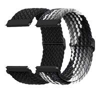 Bracelet pour Samsung Galaxy Watch 7/6/4/5/FE 40mm 44mm/Active 2/5 Pro 45mm/3 41mm, 20mm Bracelets Nylon pour Garmin Vivoactive 3/4s/Forerunner 245/Venu Sq 2/2 Plus/pour Amazfit Gts 2/4 Mini,2PCS