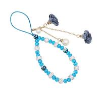 Bracelet pour Téléphone Portable, Dragonne Perlée avec Charme, Sangle de Chaîne Anti-Perdue en Cristal et Fleurs pour Femmes et Filles