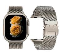 Bracelet Premium en Maille Inox Compatible with Apple Watch Ultra 3/2/1 SE Series 11/10/9/8/7/6/5/4/3/2/1, Boucle Parachute pour 38/40/41/42/44/45/46/49mm