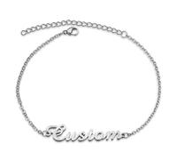 Bracelet Prenom Personnalisé, Bracelet Femme, Bracelet Lettre Nom, Bijoux Femme, En Acier Inoxydable, Cadeau De La Saint-Valentin, Cadeau Personnalisé Pour Femme Mères Épouses (Argent)