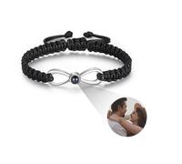 Bracelet Projection Photo Personnalisé Rond - Bracelet Bijoux Homme Femme avec Photo à l’Intérieur Cadeau Noel Anniversaire Couple Maman Papa