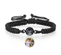 Bracelet Projection Photo Personnalisé Rond - Bracelet Bijoux Homme Femme avec Photo à l’Intérieur Cadeau Noel Anniversaire Couple Maman Papa