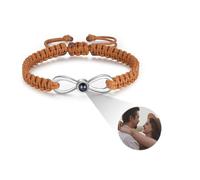 Bracelet Projection Photo Personnalisé Rond - Bracelet Bijoux Homme Femme avec Photo à l’Intérieur Cadeau Noel Anniversaire Couple Maman Papa