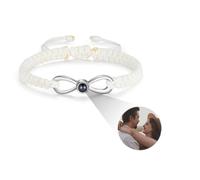 Bracelet Projection Photo Personnalisé Rond - Bracelet Bijoux Homme Femme avec Photo à l’Intérieur Cadeau Noel Anniversaire Couple Maman Papa