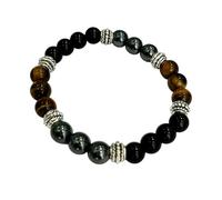Bracelet Protection - Œil de Tigre, Tourmaline Noire et Hématite - Pierres Naturelles - Énergie & Ancrage - Fait Main - Unisexe