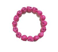 Bracelet punk coloré avec tête de mort et perles squelettes - Bracelet délicat gothique - Pierre d'os - Bracelet mala tibétain de prière pour homme et femme - Bijoux Hip Hop, 7.5 inches, Pierre