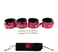 Bracelet punk en cuir synthétique de couleur rose pour poignet et cheville - Bracelet en cuir souple