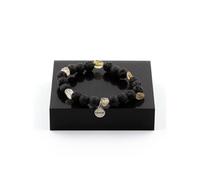 Bracelet en quartz rutile doré du Brésil + perles de lave de 8 mm