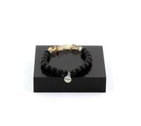 Bracelet en quartz rutile doré du Brésil + perles d'onyx noires mates 8 mm