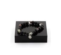 Bracelet vert en quartz fantôme du Brésil + perles de lave de 8 mm