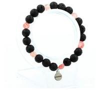 Bracelet Quartz fantôme vert du Brésil + Perles Lave 8 mm Longueur 19-20 cm Vert TRENDYFLAIR