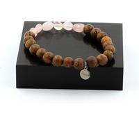 Bracelet Quartz rose du Brésil + perles en bois de 8 mm