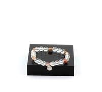 Bracelet de quartz rutile rouge du Brésil + perles de quartz de 8 mm