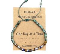 Bracelet réglable avec code morse turquoise africaine un jour à la fois - Œil de tigre et lapis lazuli - Cadeau inspirant pour homme et femme - Bijou de motivation quotidien, Medium, Pierre, Pas de