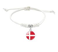 Bracelet Réglable Avec Drapeaux Du Danemark,Bracelet Réglable Vintage En Cuir Avec Drapeaux Du Danemark,Bracelet Rond En Verre Tressé À La Mode Punk,Bracelet Pour Hommes Et Femmes,Comme Indiq