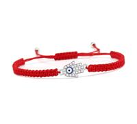 Bracelet réglable en alliage de zinc pour femme avec cordon rouge mauvais œil fait à la main bouddhiste tibétain DIY, Pierre
