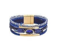 Bracelet réglable en cuir avec perles en cristal et cœur empilable pour femme, One Size, Comme décrit