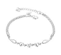 Bracelet réglable en forme de cœur en argent sterling 925 pour banquet, mariage, taille unique, Métal, Pas de gemme