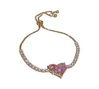 Bracelet réglable en forme de cœur en zircon léger - Design tendance - Bracelet géométrique - Tendance - Lumière, taille unique, Métal, Pas de gemme