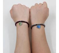 Bracelet réglable en forme de cœur pour couple - Changement de couleur d'humeur et perles en hématite - Bijoux d'amitié assortis pour elle et lui, longueur de 17,8 cm avec chaîne d'extension de 5,1 cm
