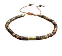 Bracelet réglable en hématite naturelle avec perles de 2 x 4 mm - Style bohème minimaliste et délicat - Bijou spirituel pour homme et femme, Medium, Pierre, Pas de gemme