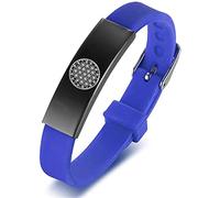 Bracelet réglable en silicone avec symbole de guérison pour femme, homme, adolescent, origine métaphysique de la vie, rappel spritiuel pour méditation, bijoux géométriques, bleu, Acier inoxydable