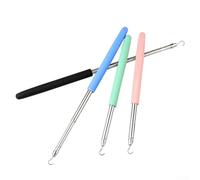 Bracelet rétractable en acier inoxydable avec poignée en caoutchouc confortable conçue pour simplifier le processus de port des bijoux (noir)