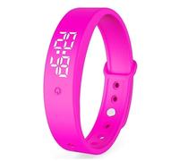 Bracelet Reveil Vibrant, Bracelet Rechargeable Silencieux - Montre Portable, jusqu'à 10 alarmes personnelles, pour Adultes, Couples, Quotidien, Sommeil, Voyage (Rose)