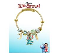 Bracelet rigide doré avec pendentif Stitch - Bijou fantaisie Disney femme avec charms