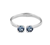 Bracelet rigide Uno de 50 plaqué argent sterling, avec ressort interne et deux cristaux bleus à facettes