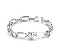 Bracelet romantique trombone, bracelet en argent sterling 925 pour femme (19cm,Silver)