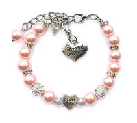 Bracelet rose avec perles et strass pour petite-fille, fille, nièce, grande sœur, anniversaire, Noël, Pâques
