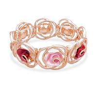 Bracelet rose pour femme, cadeau de fête des mères, bracelet jonc extensible, bracelet en émail rose 3D, bijou cadeau pour elle, One size, Métal, Pas de gemme