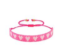 Bracelet Rose Pour Femme, Cadeau Surfeur, Motif CœUr, Perles De Rocaille, RéGlable, Fait Main, Style BohèMe, éLéGant