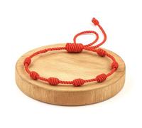 Bracelet Rouge de la Fortune - 7 Nœuds