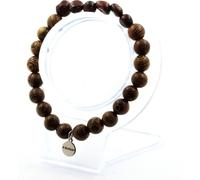 Bracelet rouge en œil de tigre du Brésil + perles en bois de 8 mm