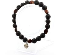 Bracelet rouge en oeil de tigre du Brésil + perles de lave de 8 mm