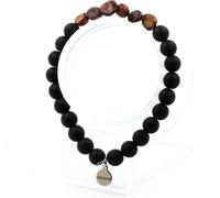 Bracelet rouge en oeil de tigre du Brésil + perles d'onyx noires mates 8 mm