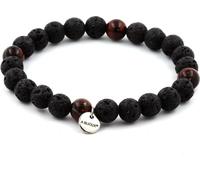 Bracelet rouge en perles d'oeil de tigre + lave 8 mm