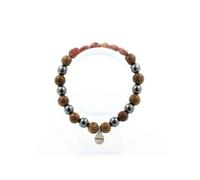 Bracelet rubis brésilien + perles d'hématite + bois de 8 mm